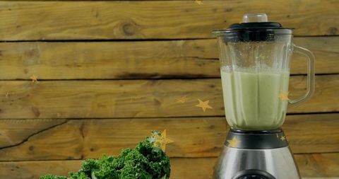 Rustic Kitchenware Featuring Blender with Green Smoothie