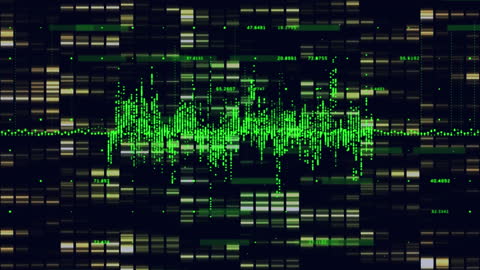 Futuristic Data Columns with Neon Green Waves