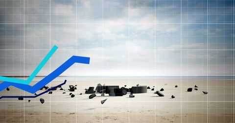 Financial growth chart with pound symbol in digital concept