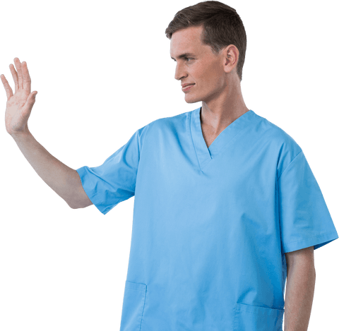 Male Nurse Interacting with Transparent Touchscreen Technology - Download Free Stock Videos Pikwizard.com