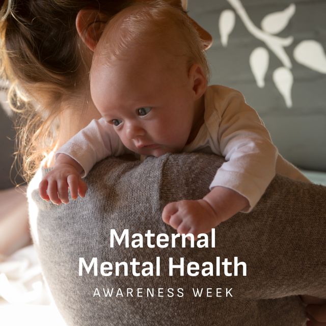 Caucasian Woman Holding Baby During Maternal Mental Health Awareness Week - Download Free Stock Templates Pikwizard.com