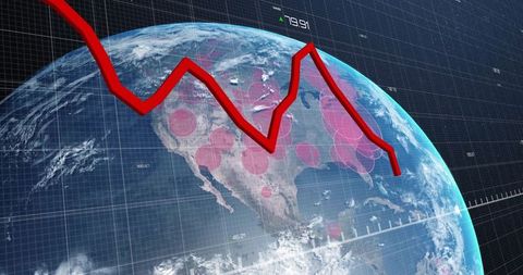Global Economic Decline Concept with Red Graph Over Earth - Download Free Stock Images Pikwizard.com