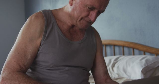 Elderly Man Reflecting In Bedroom - Download Free Stock Images Pikwizard.com