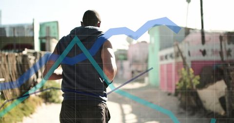Man Running with Data Overlay Signifying Processed Insights - Download Free Stock Images Pikwizard.com