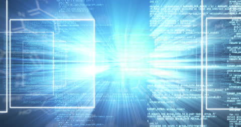 Futuristic Digital Data Stream Background with Blue Glow