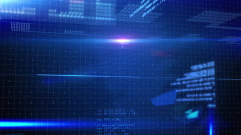 Digital Data Processing on Blue Grid Background