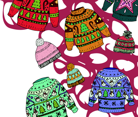 Transparent Festive Knitwear with Christmas Patterns