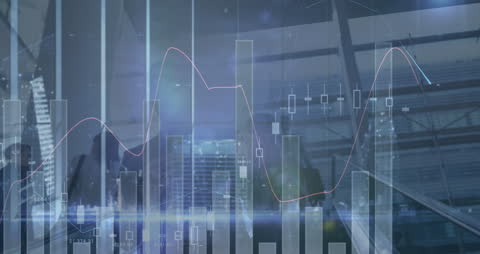 Digital Financial Data Analysis Over Urban Skyline Background