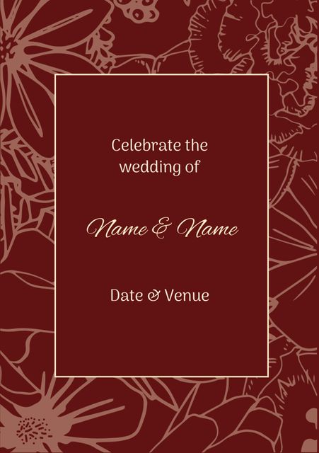 Elegant Floral Indian Wedding Invitation Template with Red Background - Download Free Stock Templates Pikwizard.com