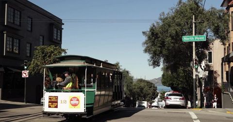 Vintage Cable Car on City Hill Street in San Francisco