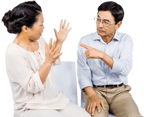 Elderly Asian Couple Engaged in Intense Discussion on Transparent Background - Download Free Stock Videos Pikwizard.com