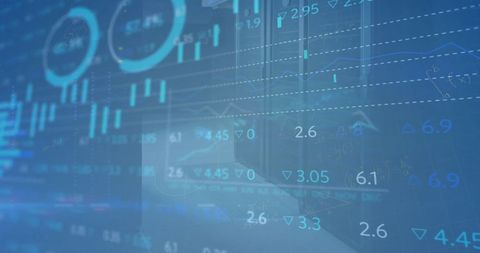 Abstract Financial Statistics Over Blue Digital Interface - Download Free Stock Images Pikwizard.com