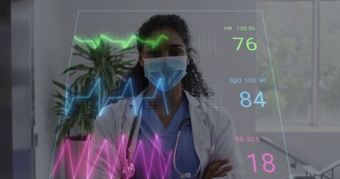 Doctor Analyzing Digital Vital Signs Data in Modern Clinic Environment