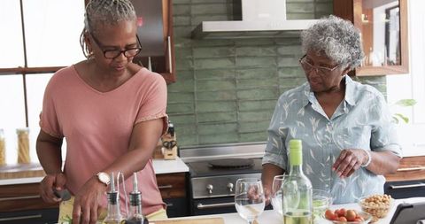 Senior Women Cooking Together, Embracing Healthy Lifestyle