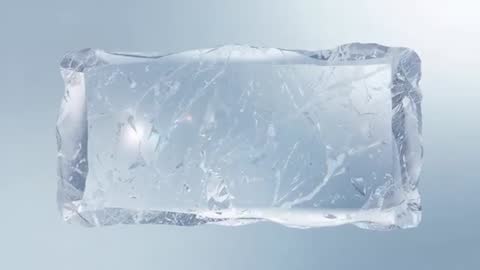 Cinematic Lens Flares Moving Across Crystal Ice Block With Fractures And Droplets