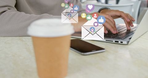 Social Media Engagement Concept with Laptop and Icons - Download Free Stock Images Pikwizard.com