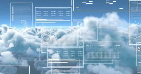 Digital Interface with Data Visualization Overhead Clouds - Download Free Stock Images Pikwizard.com