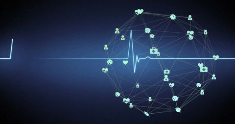 Digital Health Network with Cardiograph Interface - Download Free Stock Images Pikwizard.com