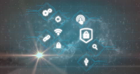 Digital Interface with Security and Connectivity Icons