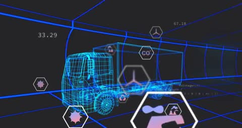 Futuristic Digital Truck with Analytics Overlays