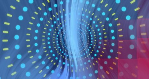 Abstract vibrant motion of colorful shapes on dark backdrop