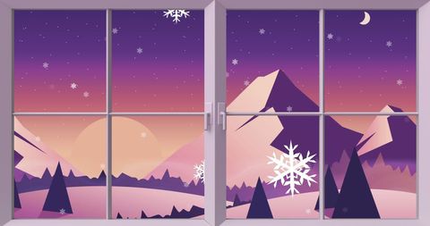 Santa Claus Silhouette on Sleigh in Winter Wonderland