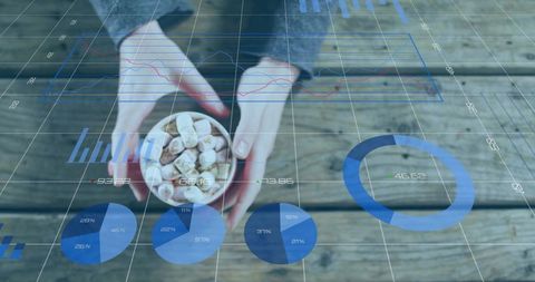 Cozy rustic dessert with digital data overlay
