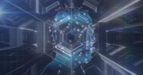 Digital Human Model in Futuristic Hexagonal Tunnel - Download Free Stock Images Pikwizard.com