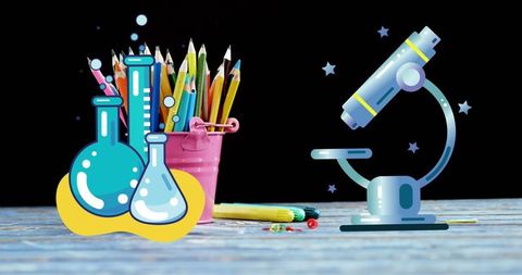 Science Equipment Icon with Bucket of Colorful Pencils - Download Free Stock Images Pikwizard.com