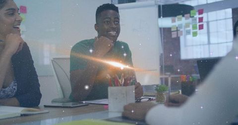 Creative Office Meeting with Diverse Professionals Collaborating