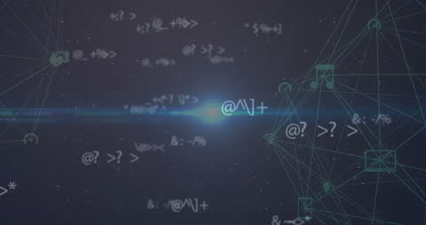 Digital Animation of Text with Global Network Connections on Cosmic Background