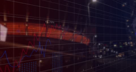 Dynamic Data Visualization Over Cityscape at Night