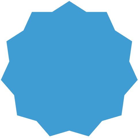 Blue geometric octagon shape on transparent background