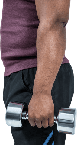 Fit Man Lifting Dumbbell for Fitness on Transparent Background