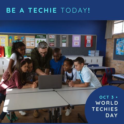 diverse schoolchildren with teacher embracing technology in classroom - Download Free Stock Templates Pikwizard.com