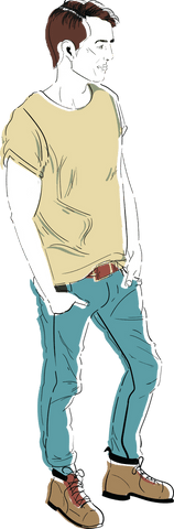 Transparent illustration of trendy man standing in stylish pose