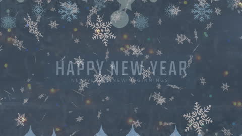 Festive New Year Celebration Animated Background with Falling Snowflakes