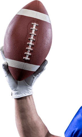 Transparent close-up of football player raising ball