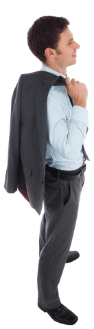 Smiling Businessman Holding Jacket Over Shoulder Transparent Background