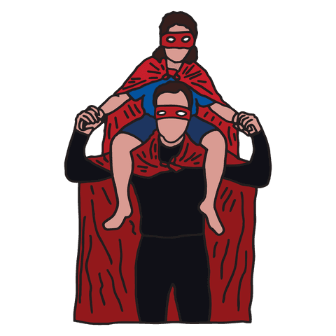 Transparent Father and Daughter Playing Superheroes Illustration