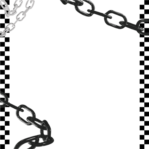 Abstract metal chains forming frame on transparent background