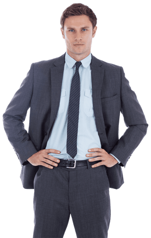 Transparent Young Businessman in Formal Suit With Determined Expression
