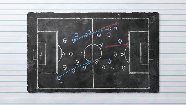 Tactics blackboard with chalk illustrations on lined background