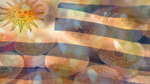 Uruguay Flag Overlay with Flickering Candlelight