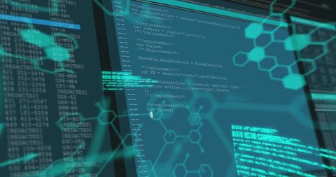 Digital Data Processing with Hexagonal Overlay - Download Free Stock Images Pikwizard.com