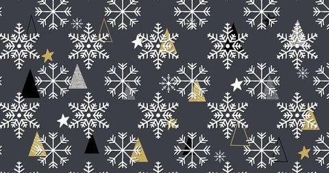 Snowflakes and christmas trees pattern on grey background