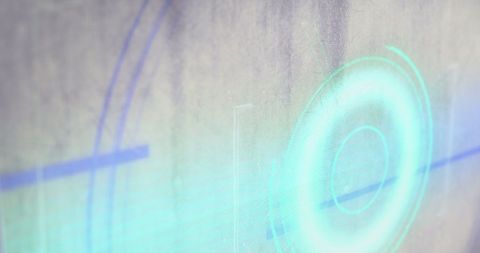 Futuristic hud interface with neon circular scanner