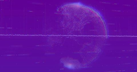 Digital Globe with Glowing Dots and Data Points