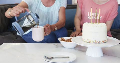 Birthday Celebration with Coffee and Cake