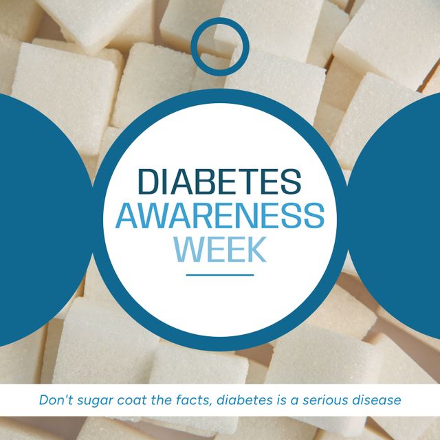 Diabetes Awareness Week Poster with Sugar Cubes Background - Download Free Stock Templates Pikwizard.com